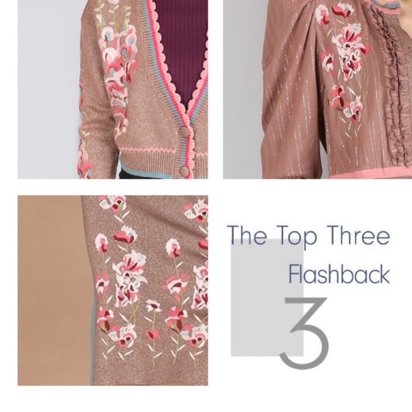 Blank London Floral Light Brown Pink Teal Sweater Sz X-Large - Picture 2 of 6